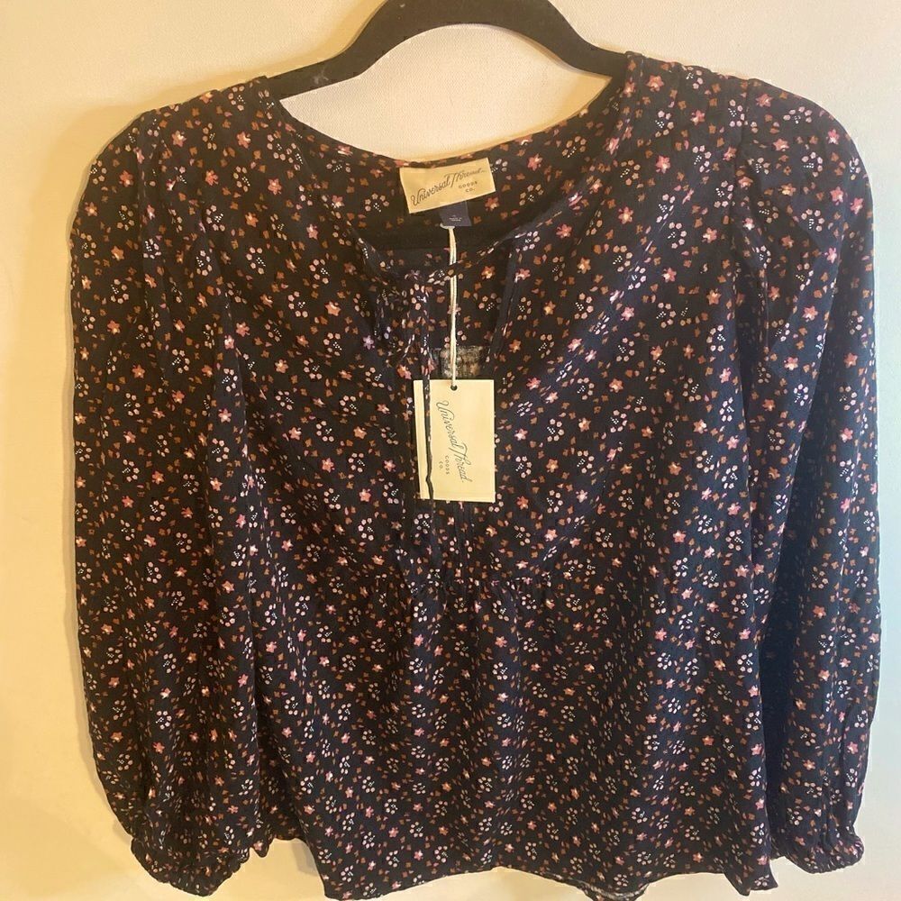 🛍Women Universal Thread Long Sleeve Tie -Front Peasant Size:Small